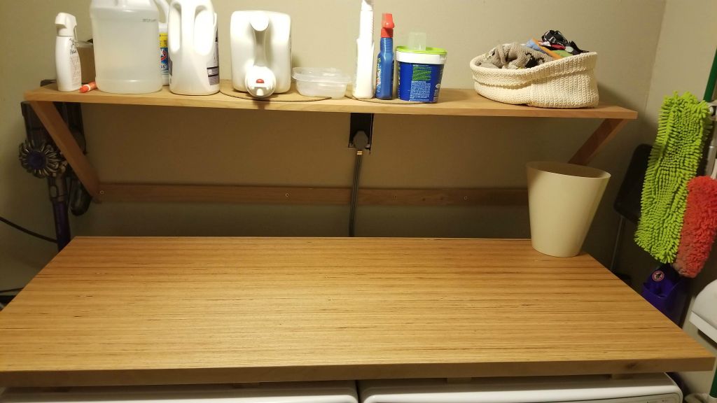 Shelving and Butcher Block for Washer/Dryer Workspace