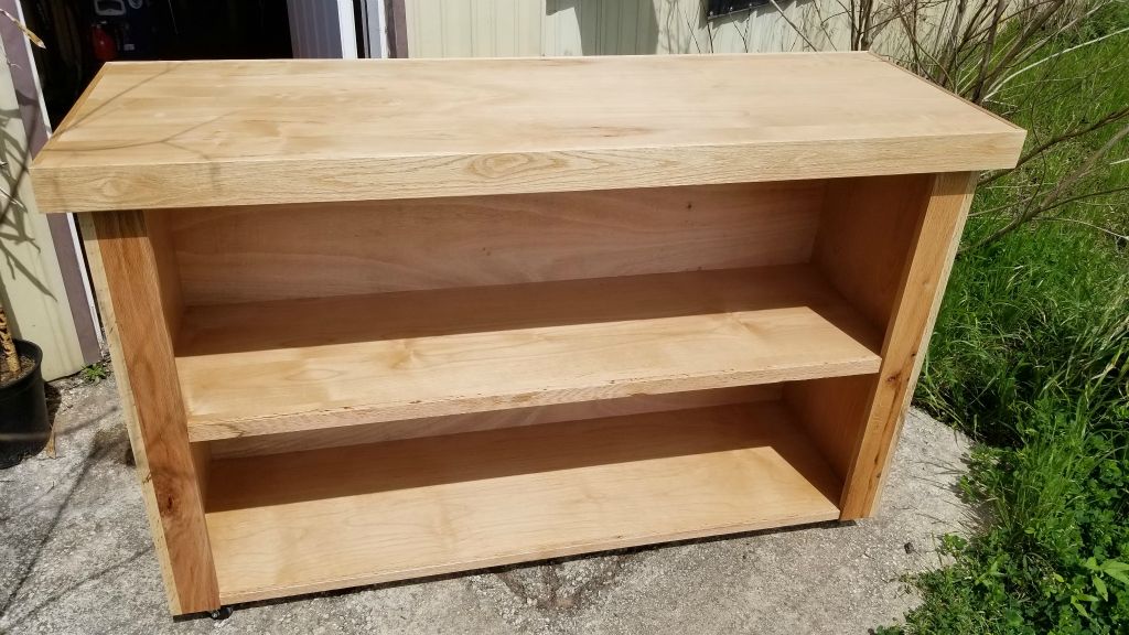 Semi Rustic Oak Kitchen Island on Casters