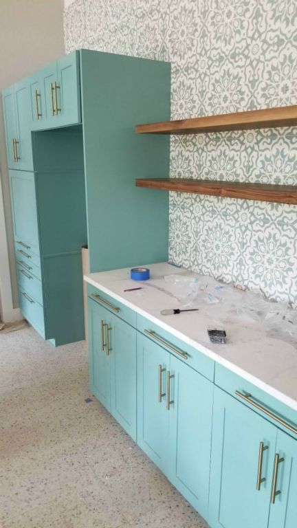 Full Overlay Shaker Kitchen Cabinets (Full Pullouts) Painted (Wild Juniper Studio)