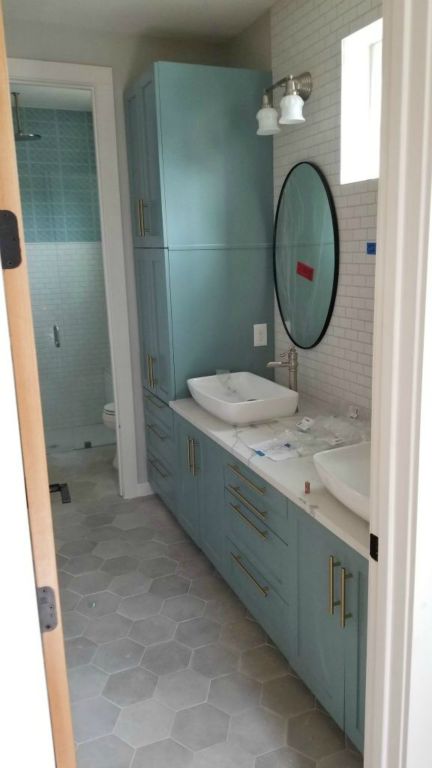 Full Overlay Shaker Guest Bath Vanity Painted (Wild Juniper Studio)