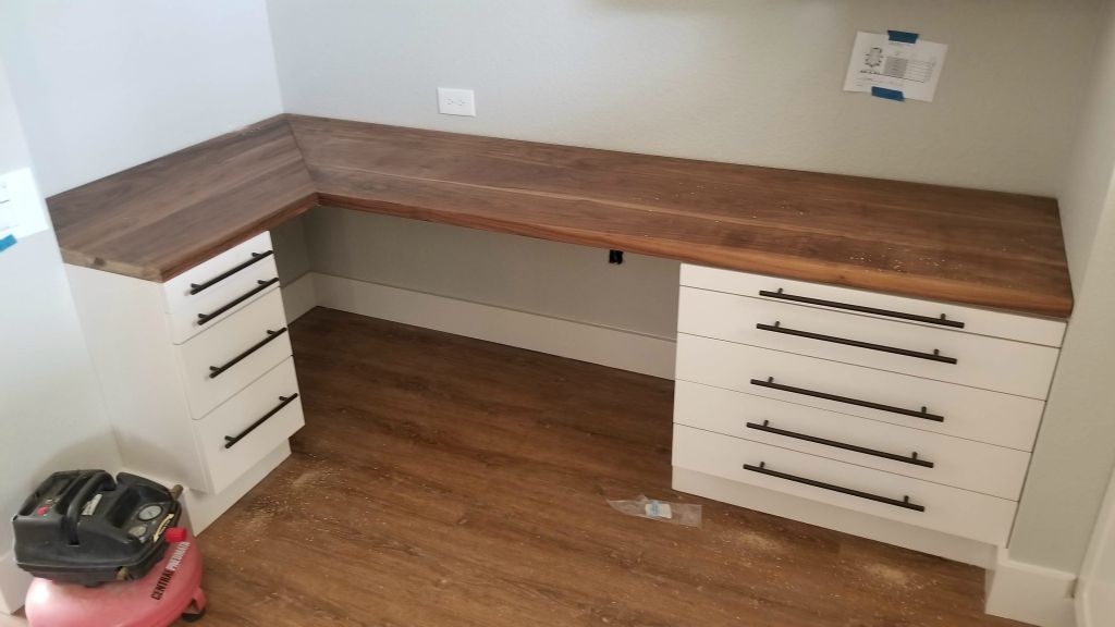 Full Overlay Shaker Custom Office Desk With Walnut Top, Painted (Wild Juniper Studio)