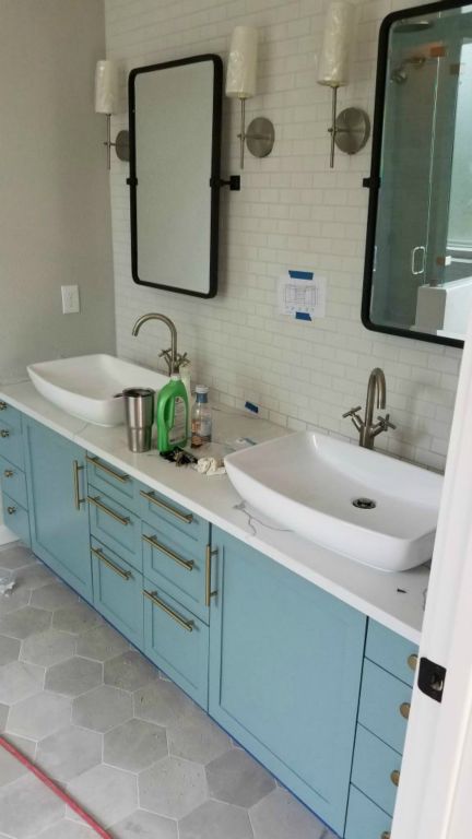 Full Overlay Shaker Master Bath Vanity Painted (Wild Juniper Studio)
