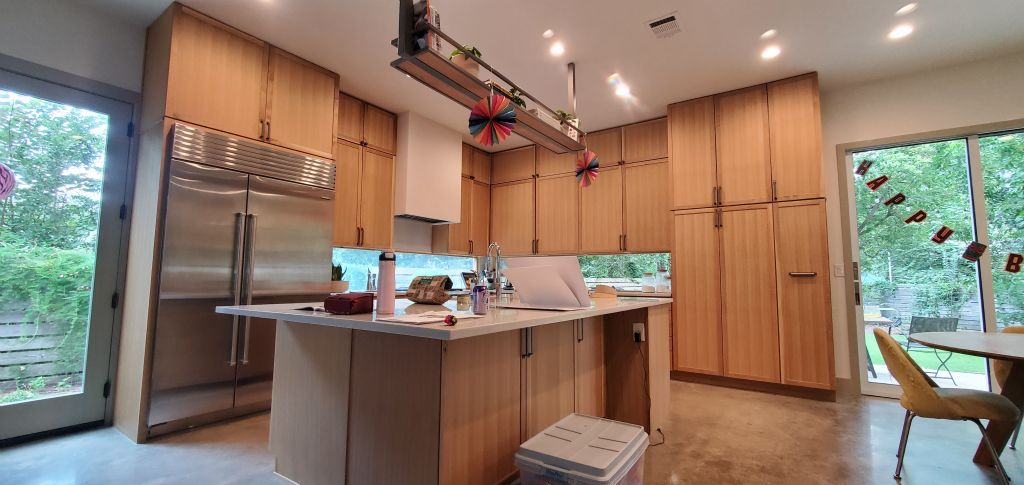 Rift Oak Kitchen with Custom Shaker Doors, Clear Coat Only