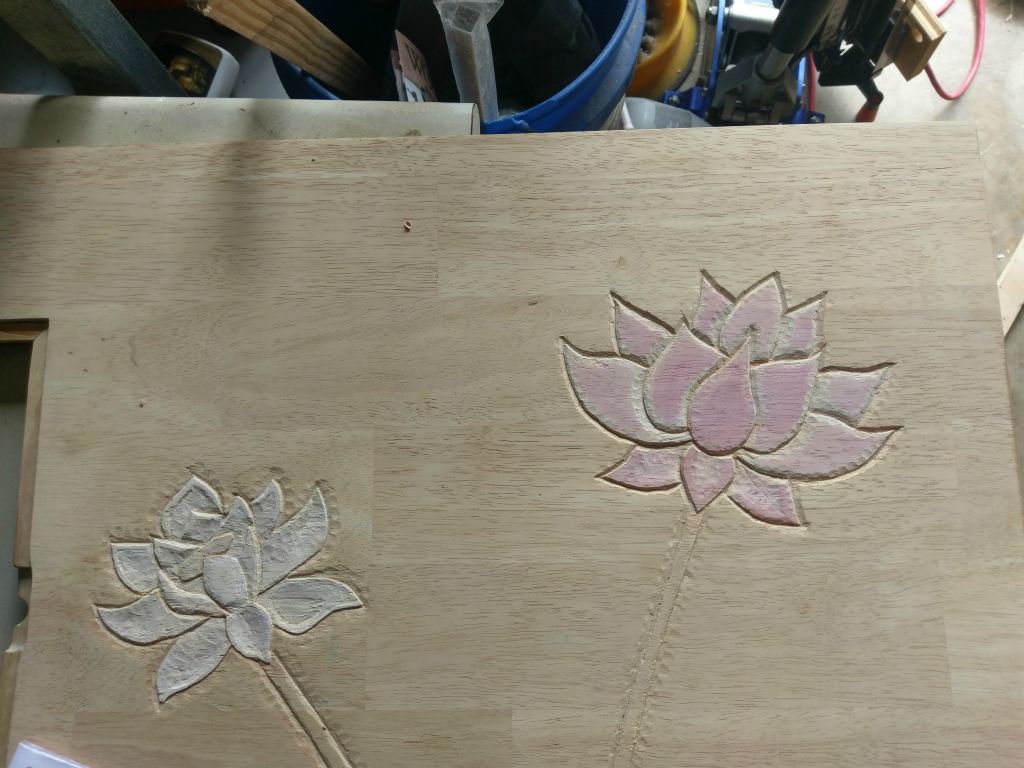 COMMISSIONED Custom Japanese Hand-Carved Zen Garden Table with LED Zen Garden Light