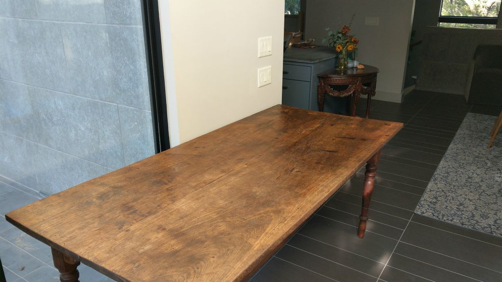 Early 1900's French-Polynesian Teak Table Restoration (Fire Damage) AFTER