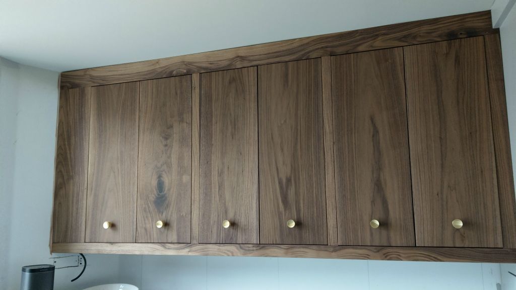 Solid Walnut Facing with Satin Clear Coat. Reface of Existing Cabinet