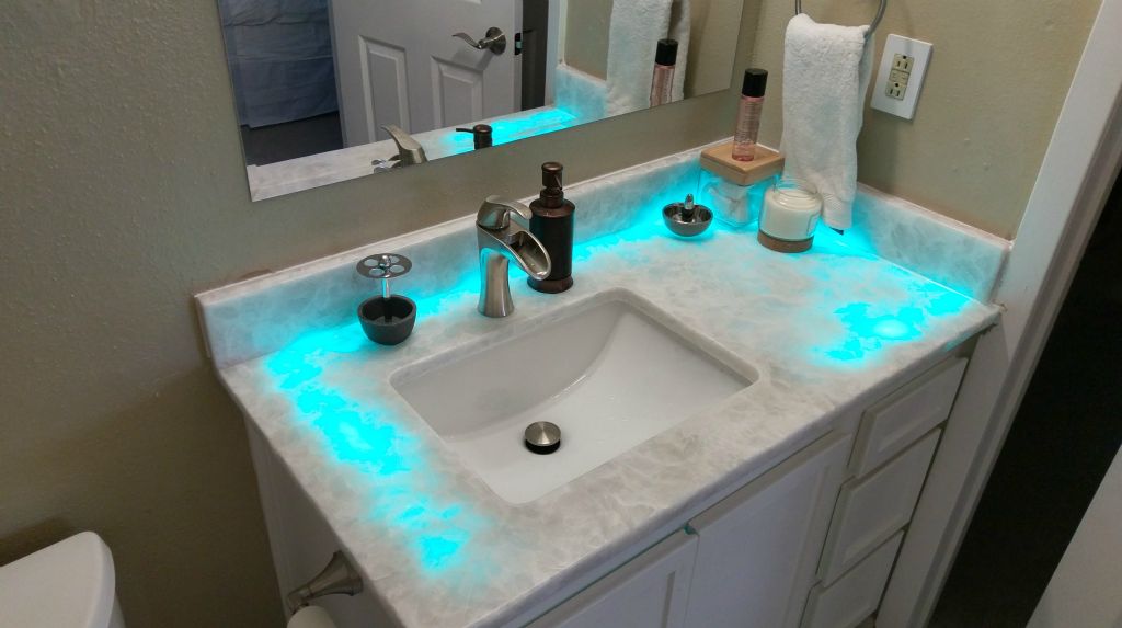 Leather White Translucent Marble LED Backlighting Array Setup