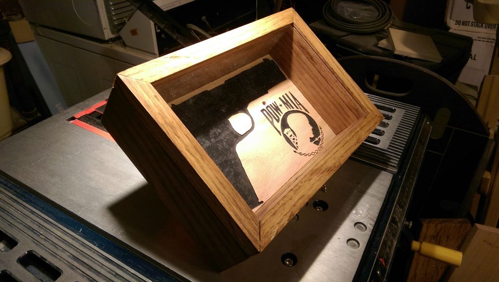 COMMISSIONED Custom POW-MIA Inlay Display case for Vet in Oak