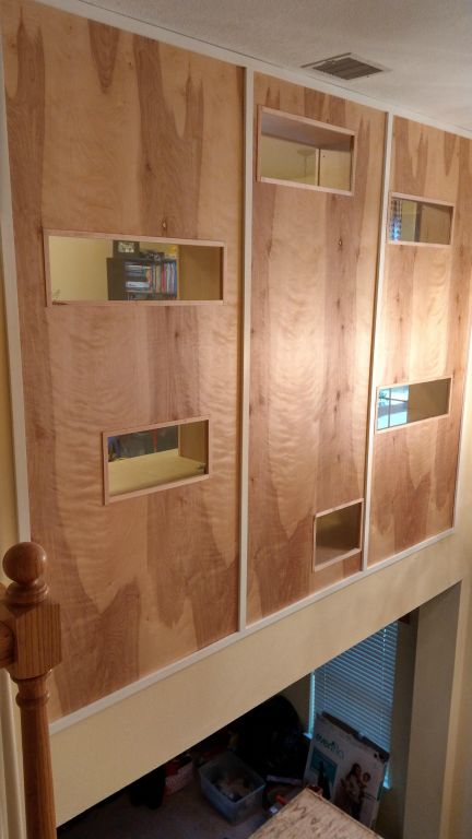 Banister Replacement, Clear Coat Only Maple Adjustable Shelving with WIndows